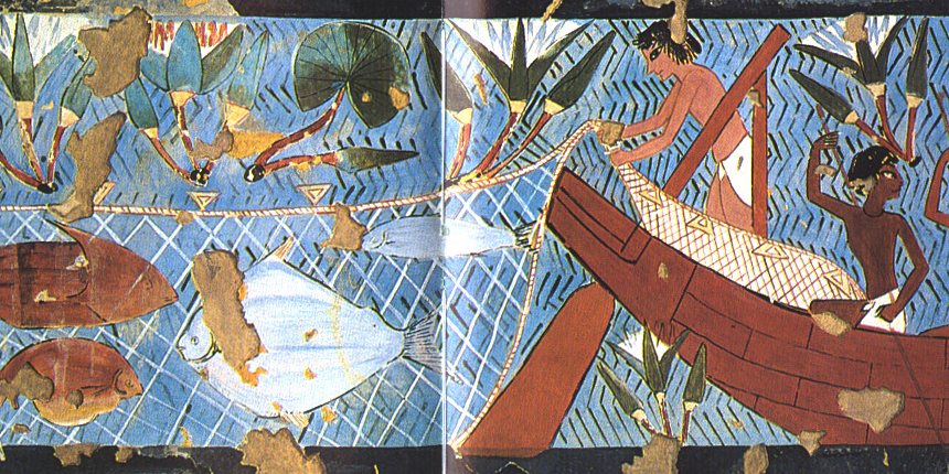 Net fishing from boats (right) — original
