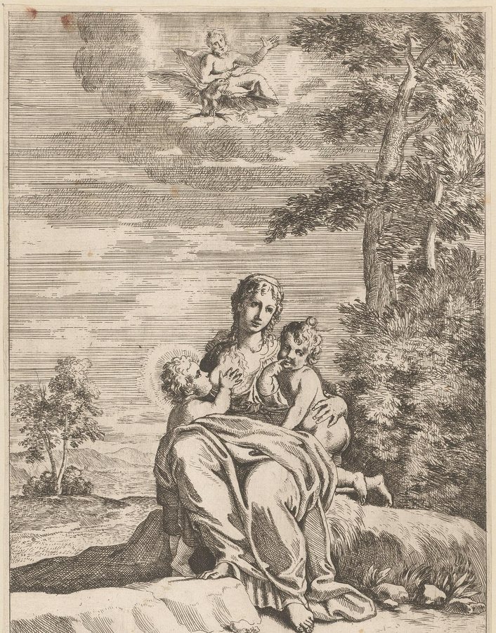 Latona with Diana and Apollo on Delos (print after Domenichino) — original