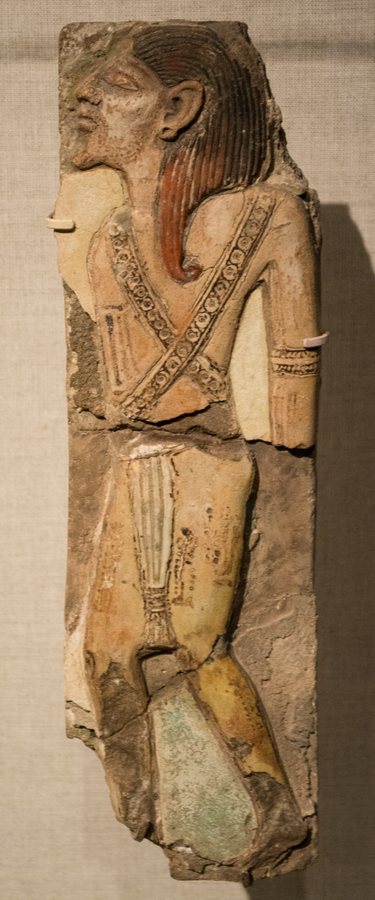 Tattooed Libyan chief, faience tile of Ramesses III — original
