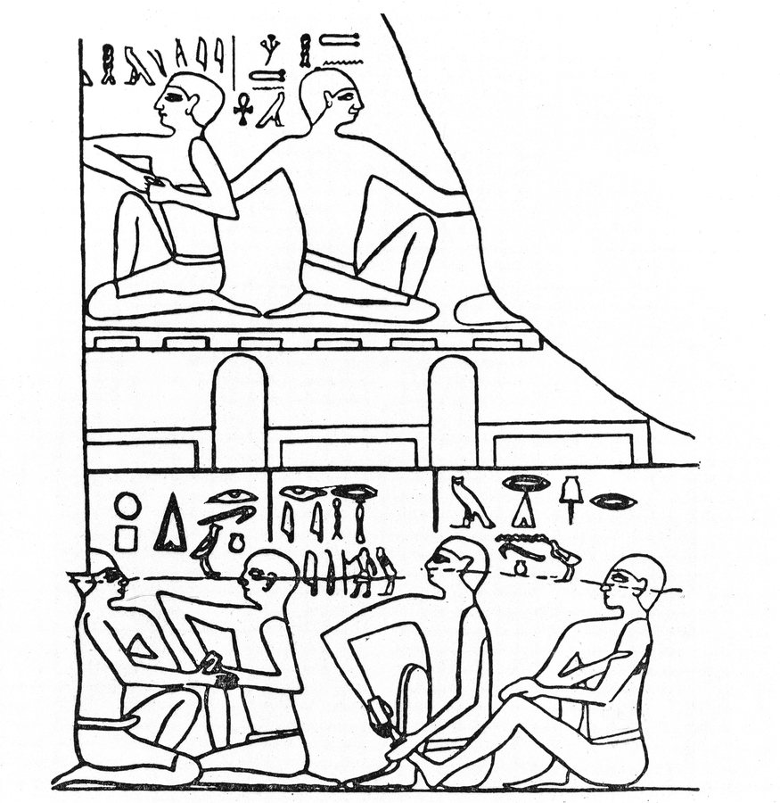 Treatment scene from the tomb of Ankhmahor, Saqqara (line drawing, Wellcome M0003798) — original