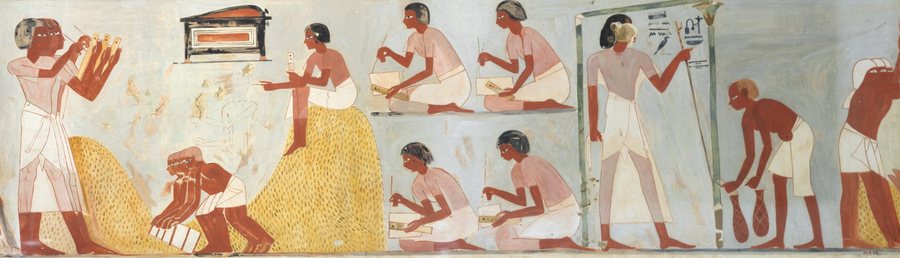 Scribes recording the harvest — original