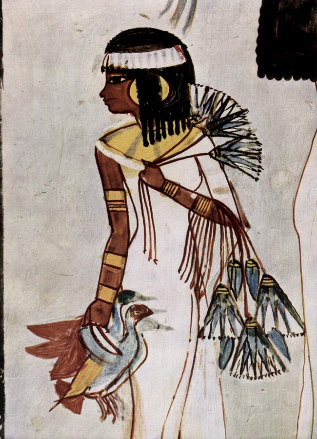 Girl carrying lotus and ducks — original