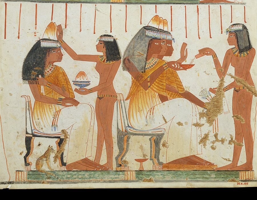 Servant girls anointing women guests — original