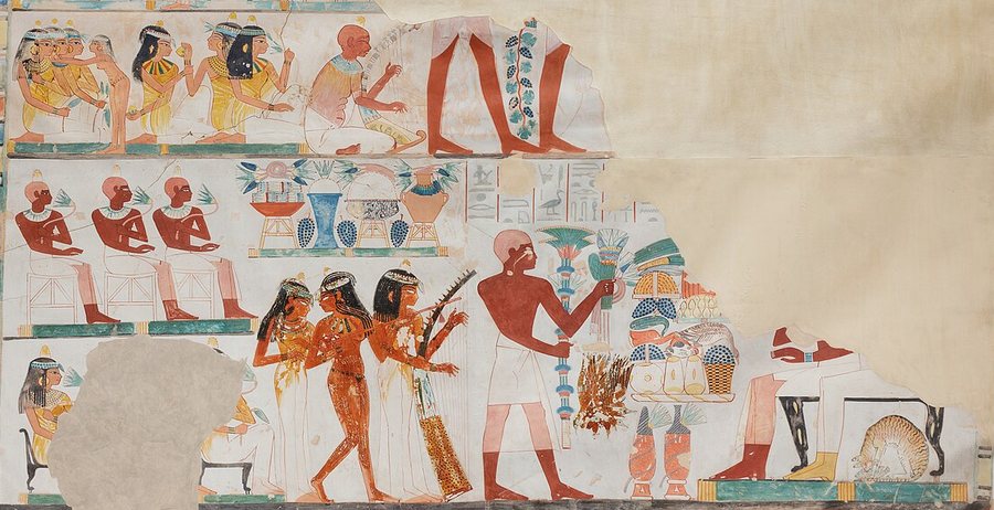 Banquet of Nakht with musicians — original