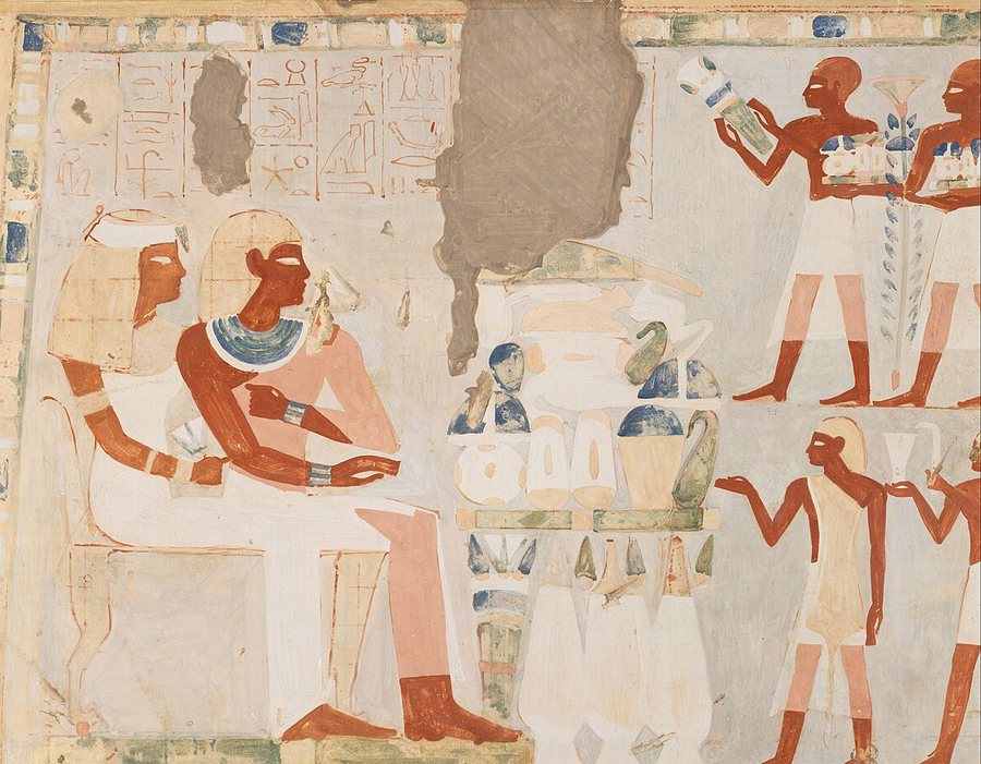 Nakht and wife receive offerings — original