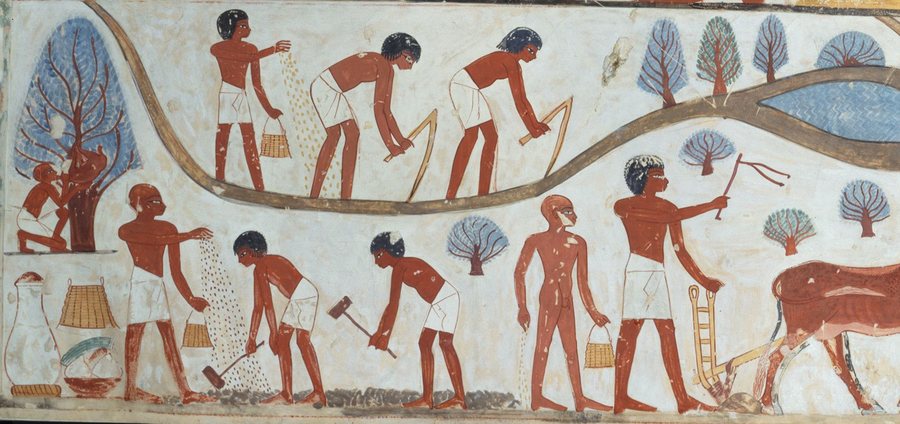Hoeing and sowing by the canal — original