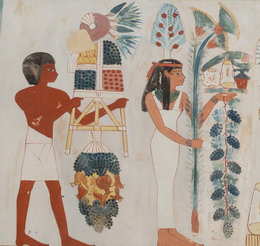 Offering bearers with lotus — original
