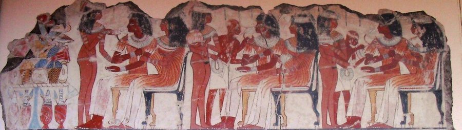 Nebamun banquet: guests and servants — original