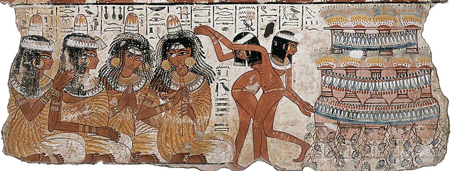 Nebamun banquet: musicians and dancers — original