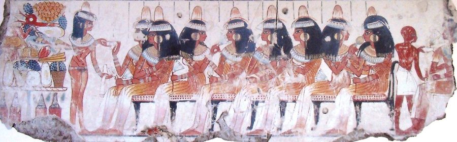 Nebamun banquet: women with headcones — original