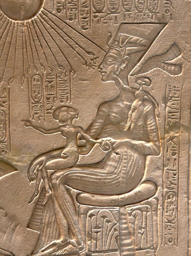 Queen Nefertiti and her children, detail of a shrine altarpiece — original