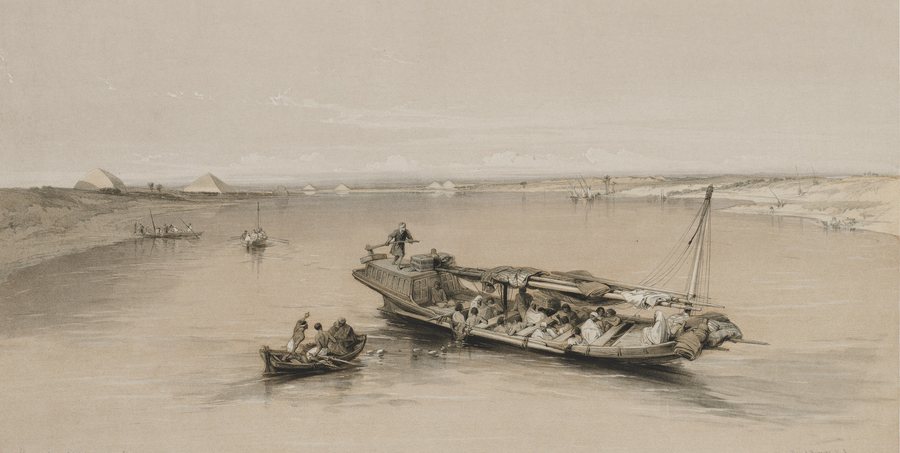 Egypt and Nubia, Vol. I: View on the Nile looking towards the pyramids of Dashour and Sakkarah — original
