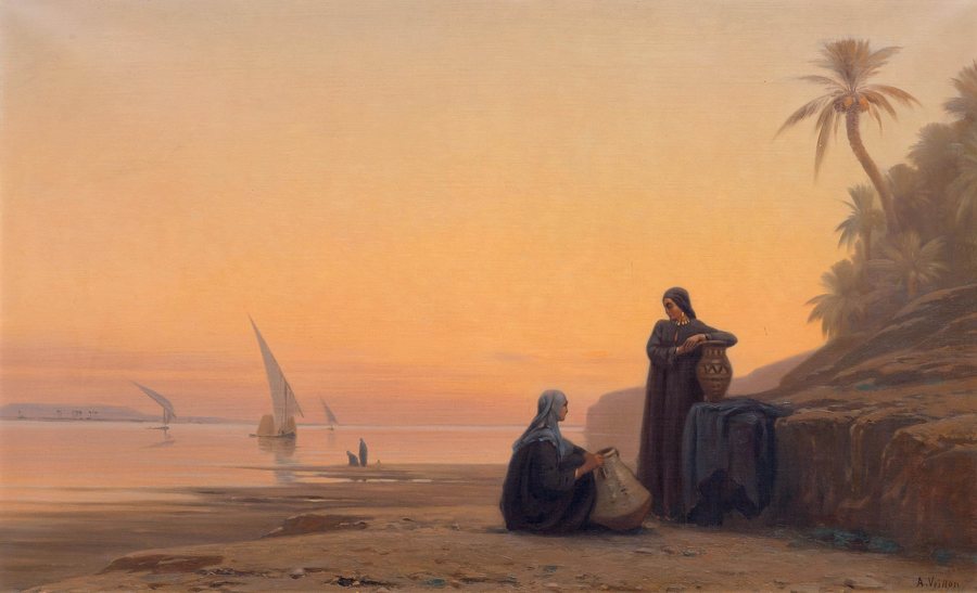 Women carrying water by the Nile — original