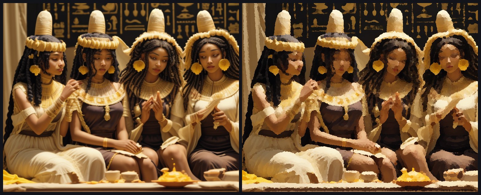 Art filters: a remade scene, before and after oil paint