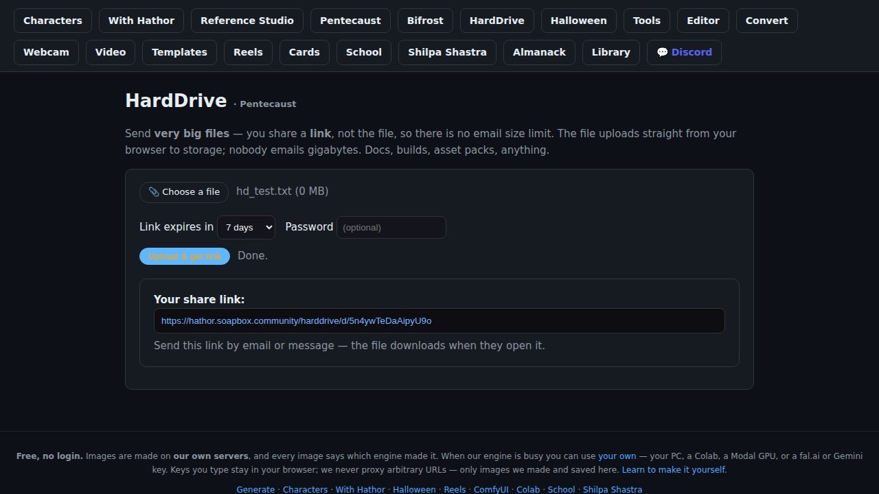 HardDrive: choose a file, get a link