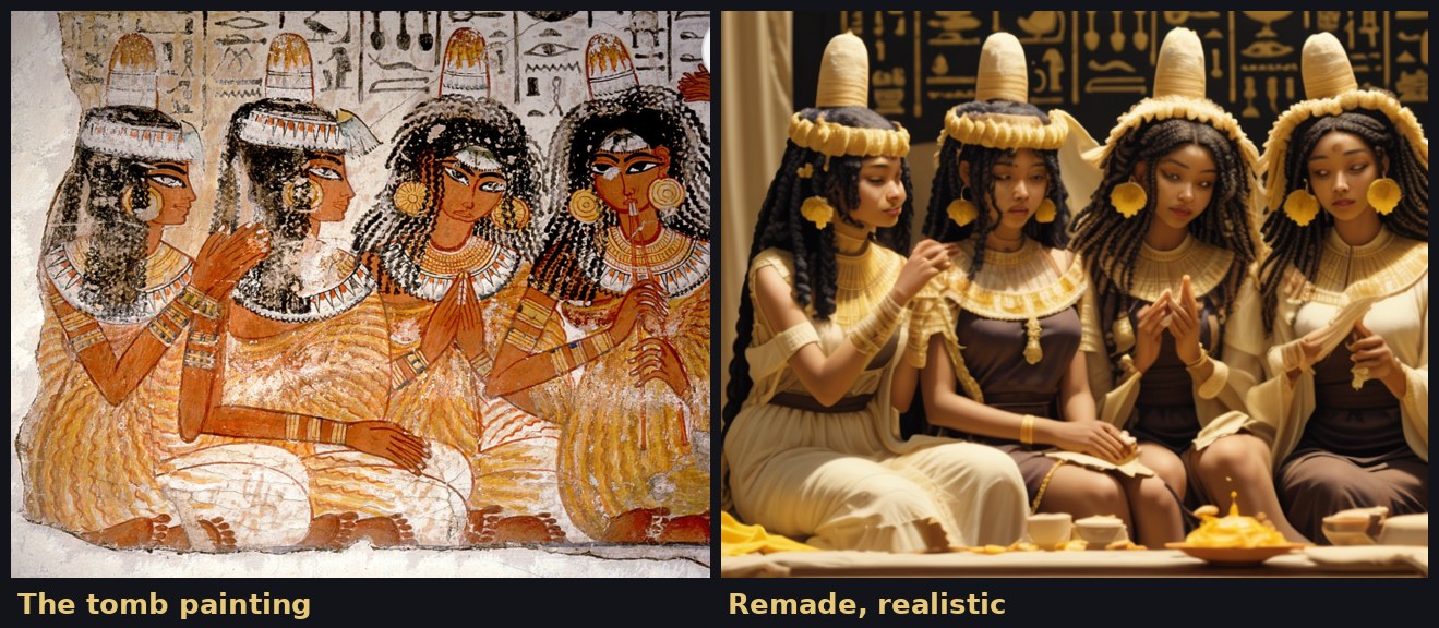 Remake: a Theban tomb painting and the same four women brought to life