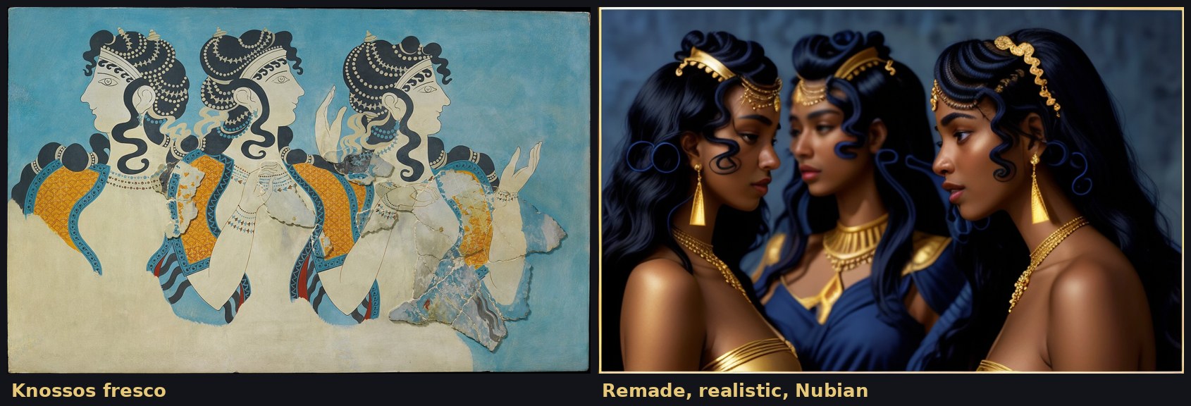 Remake: the Ladies in Blue fresco from Knossos, remade realistic