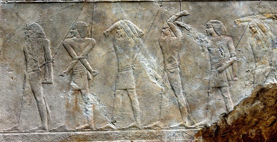 Libyan, Nubian and West Asiatic prisoners before Sahure — original