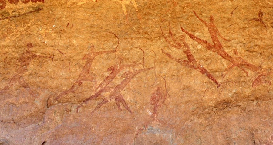 Running archers (Tassili rock painting) — original