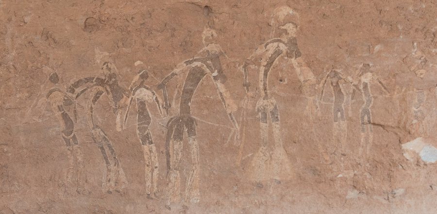 Line of dancers (Tassili rock painting) — original