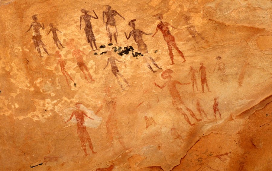 Gathering of people (Tassili rock painting) — original